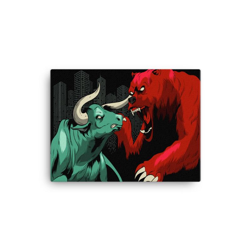 Trader Wall Art Bull vs Bear Battling for Wealth Wall Street Trading Art Canvas - Express Your Love Gifts