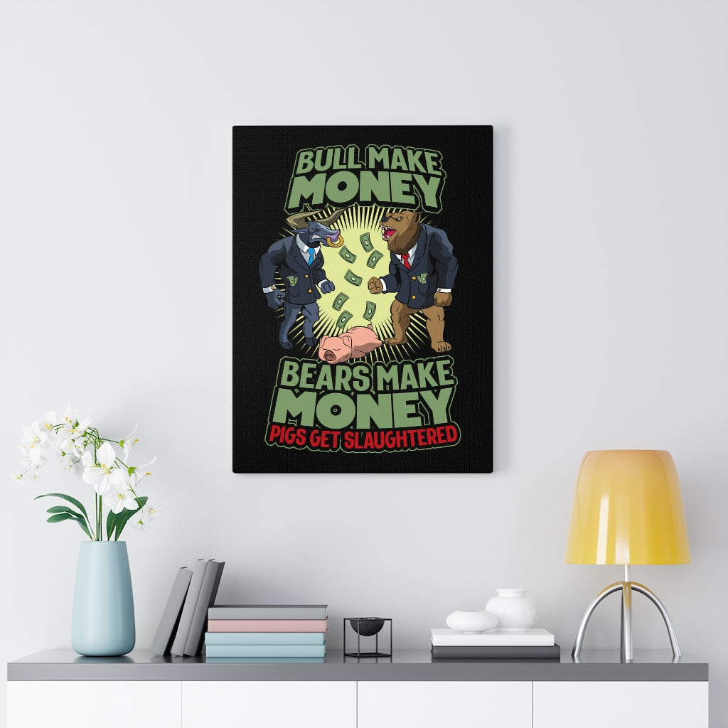 Trader Wall Art Gifts for Trader Bulls Bears Pigs Canvas Wall Street Decor - Express Your Love Gifts