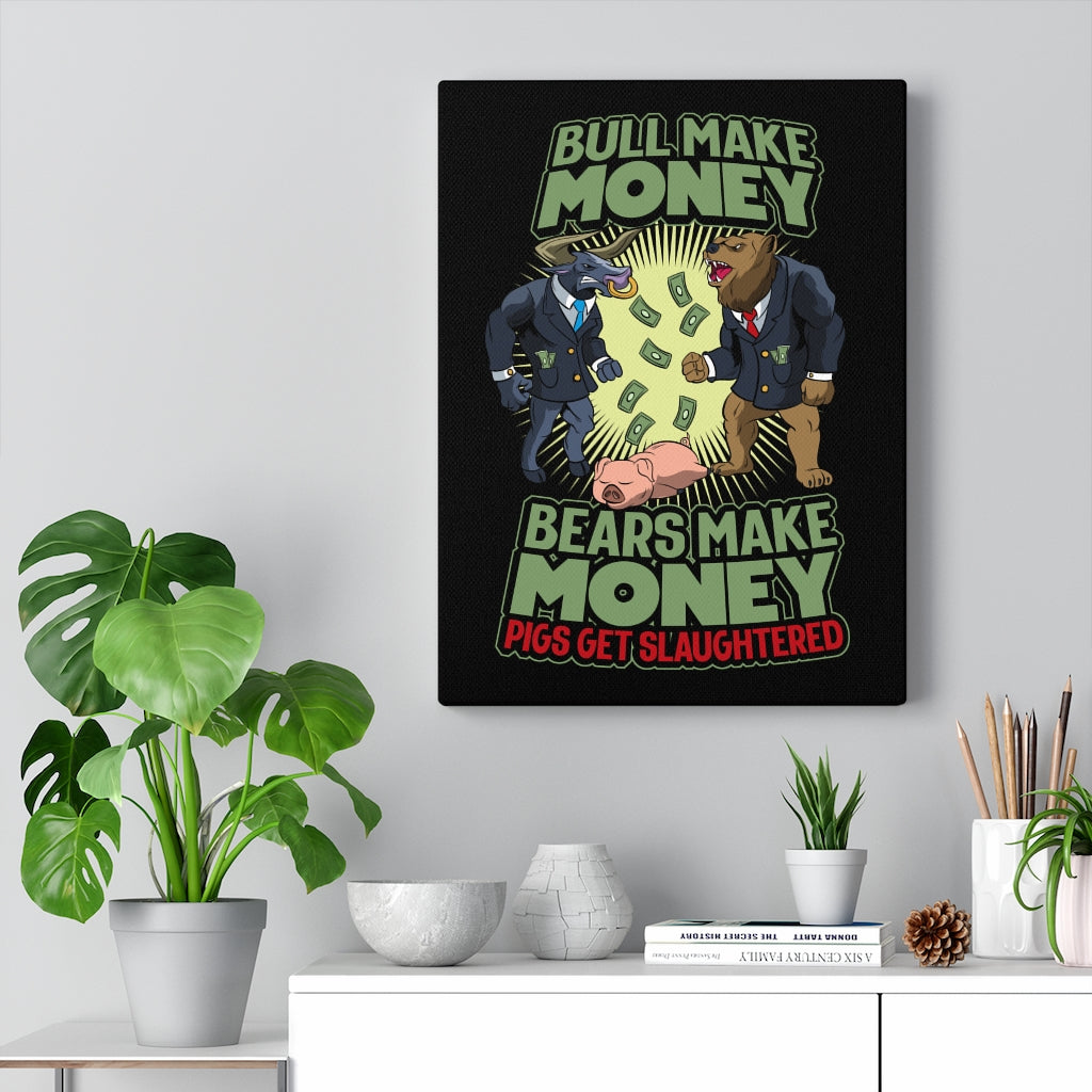 Trader Wall Art Gifts for Trader Bulls Bears Pigs Canvas Wall Street Decor - Express Your Love Gifts