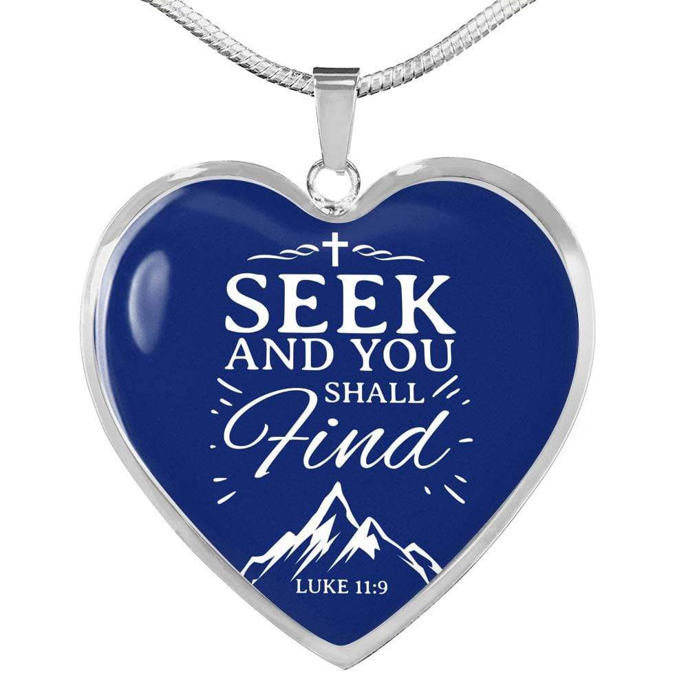 Seek & You Find Necklace Stainless Steel or 18k Gold Heart Pendant 18-22" - Express Your Love Gifts