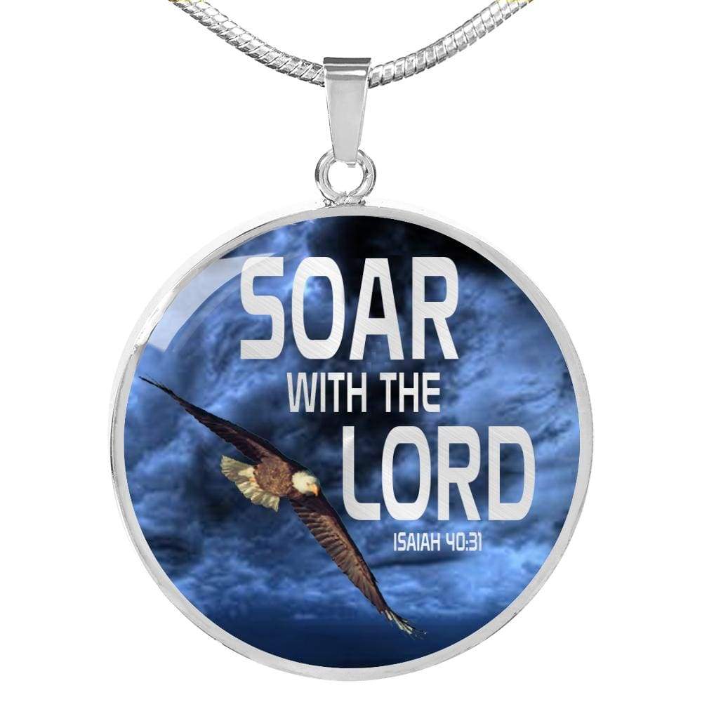 Soar Withe The Lord Isaiah 40:31 Circle Necklace Stainless Steel or 18k Gold 18-22" - Express Your Love Gifts