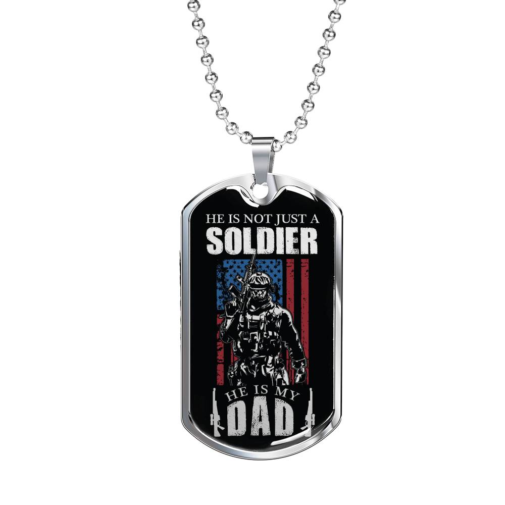 Soldier Dad Dog Tag Stainless Steel or 18k Gold 24" Chain Gift For Military Dad - Express Your Love Gifts