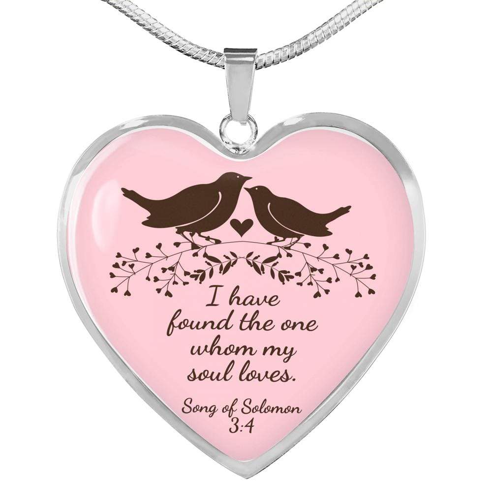 Song Of Solomon 3:4 Necklace Stainless Steel or 18k Gold Heart Pendant 18-22" - Express Your Love Gifts