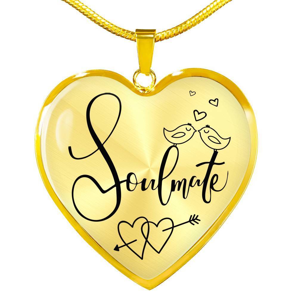 Soulmate Forever Together Heart Pendant Stainless Steel or 18k Gold 18-22"-Express Your Love Gifts