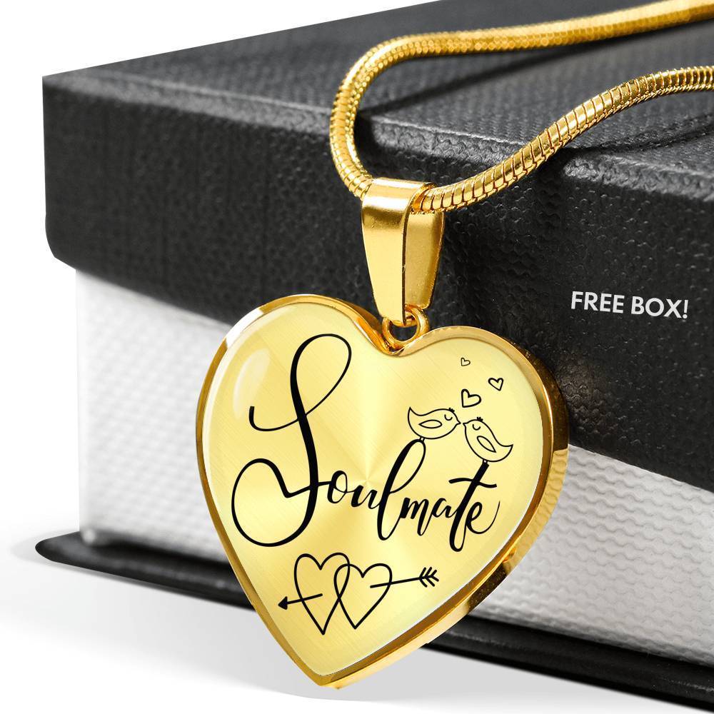 Soulmate Forever Together Heart Pendant Stainless Steel or 18k Gold 18-22"-Express Your Love Gifts