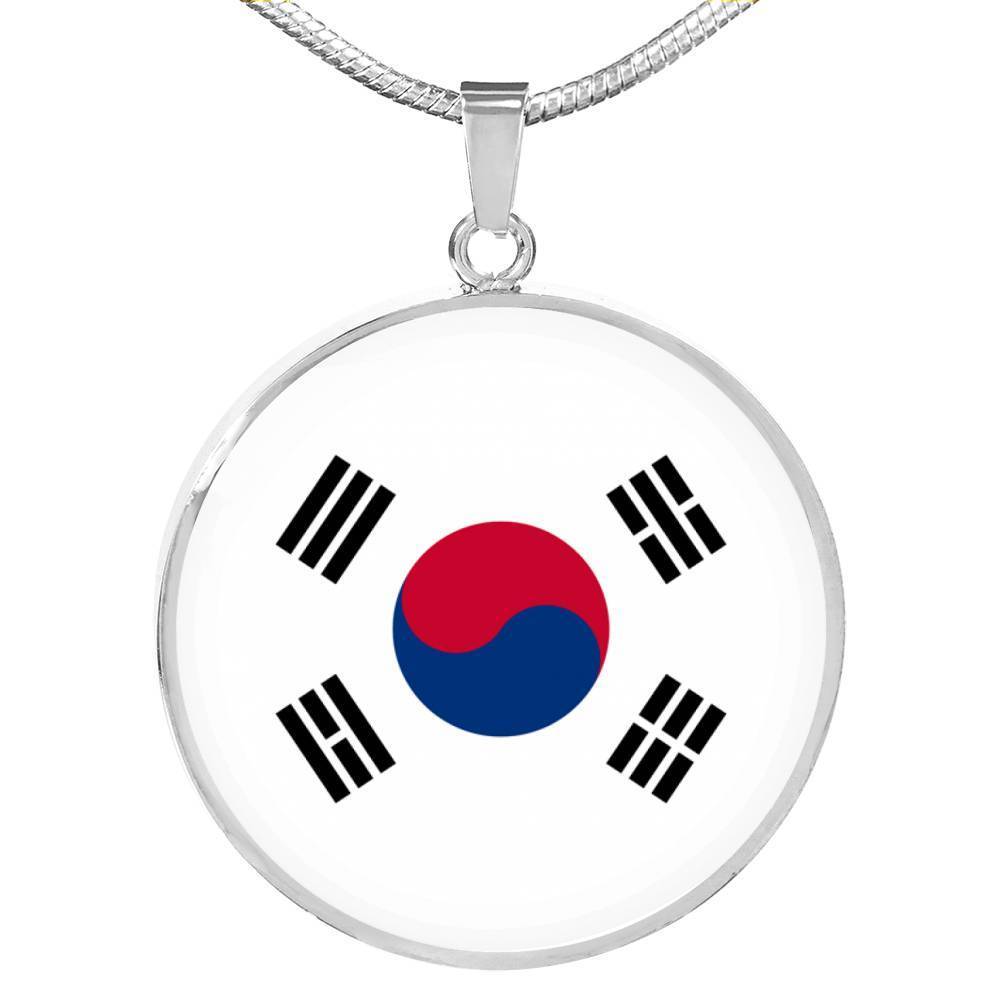 South Korea Flag Necklace South Korea Flag Stainless Steel or 18k Gold 18-22" - Express Your Love Gifts