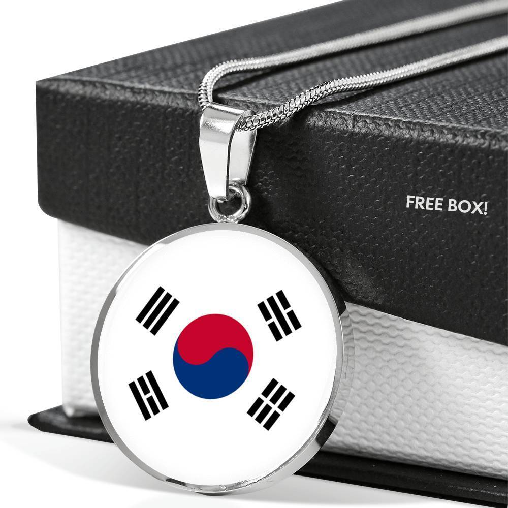 South Korea Flag Necklace South Korea Flag Stainless Steel or 18k Gold 18-22" - Express Your Love Gifts