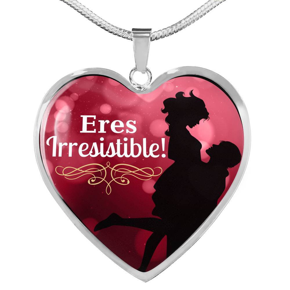 Spanish Love Eres Irresitible Latina Gift Stainless Steel or 18k Gold Heart Pendant Necklace 18-22"-Express Your Love Gifts