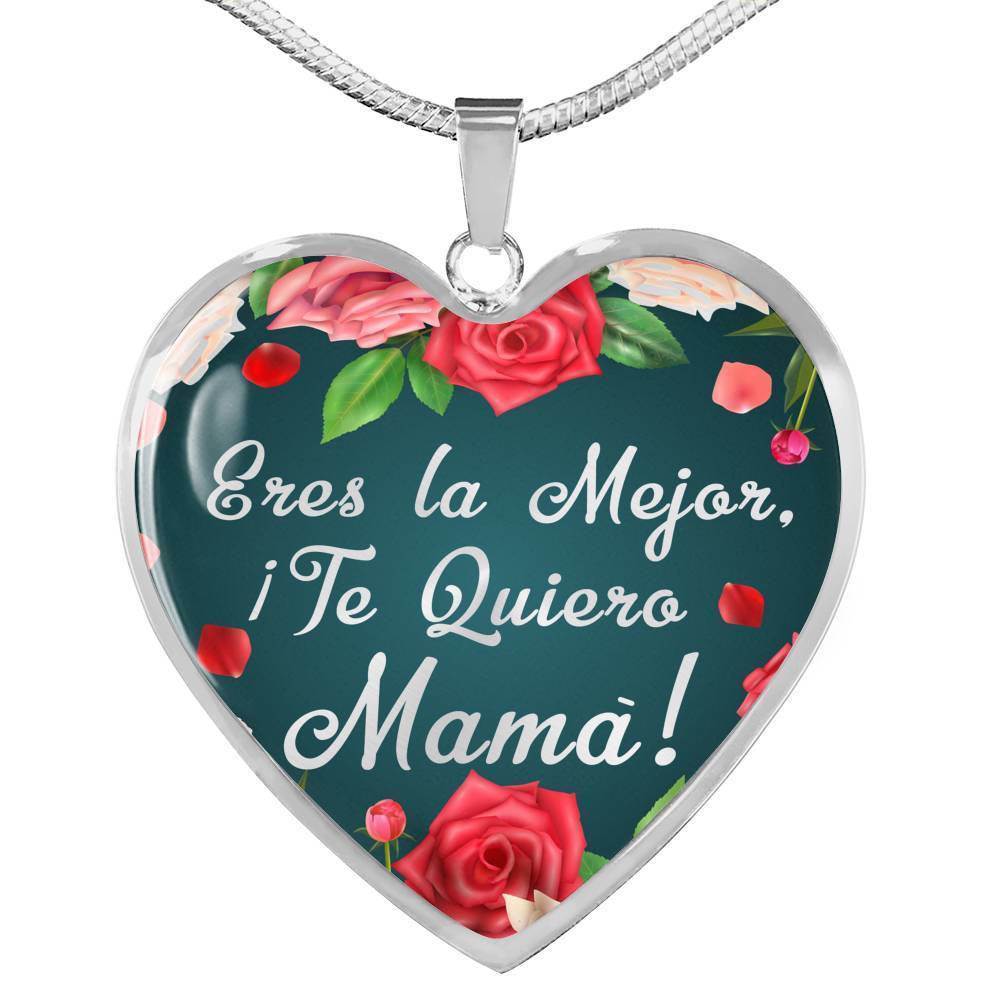 Spanish Mom Gift Stainless Steel or 18k Gold Heart Pendant Necklace 18-22" - Express Your Love Gifts