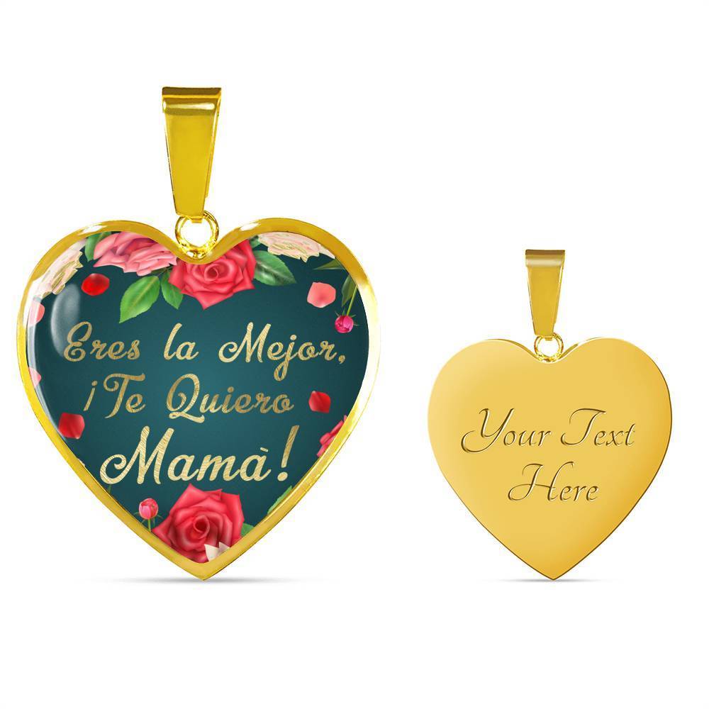 Spanish Mom Gift Stainless Steel or 18k Gold Heart Pendant Necklace 18-22" - Express Your Love Gifts