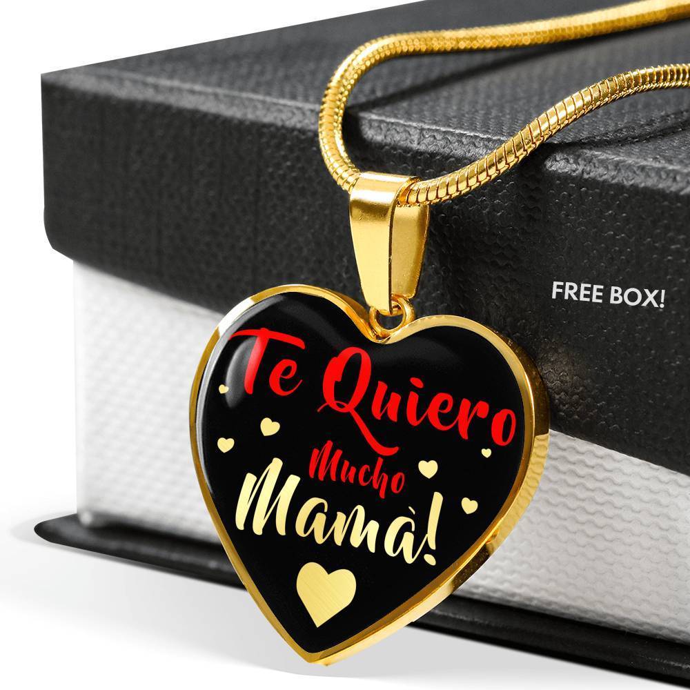 Spanish Mother Gift Necklace Stainless Steel or 18k Gold Heart Pendant 18-22" - Express Your Love Gifts