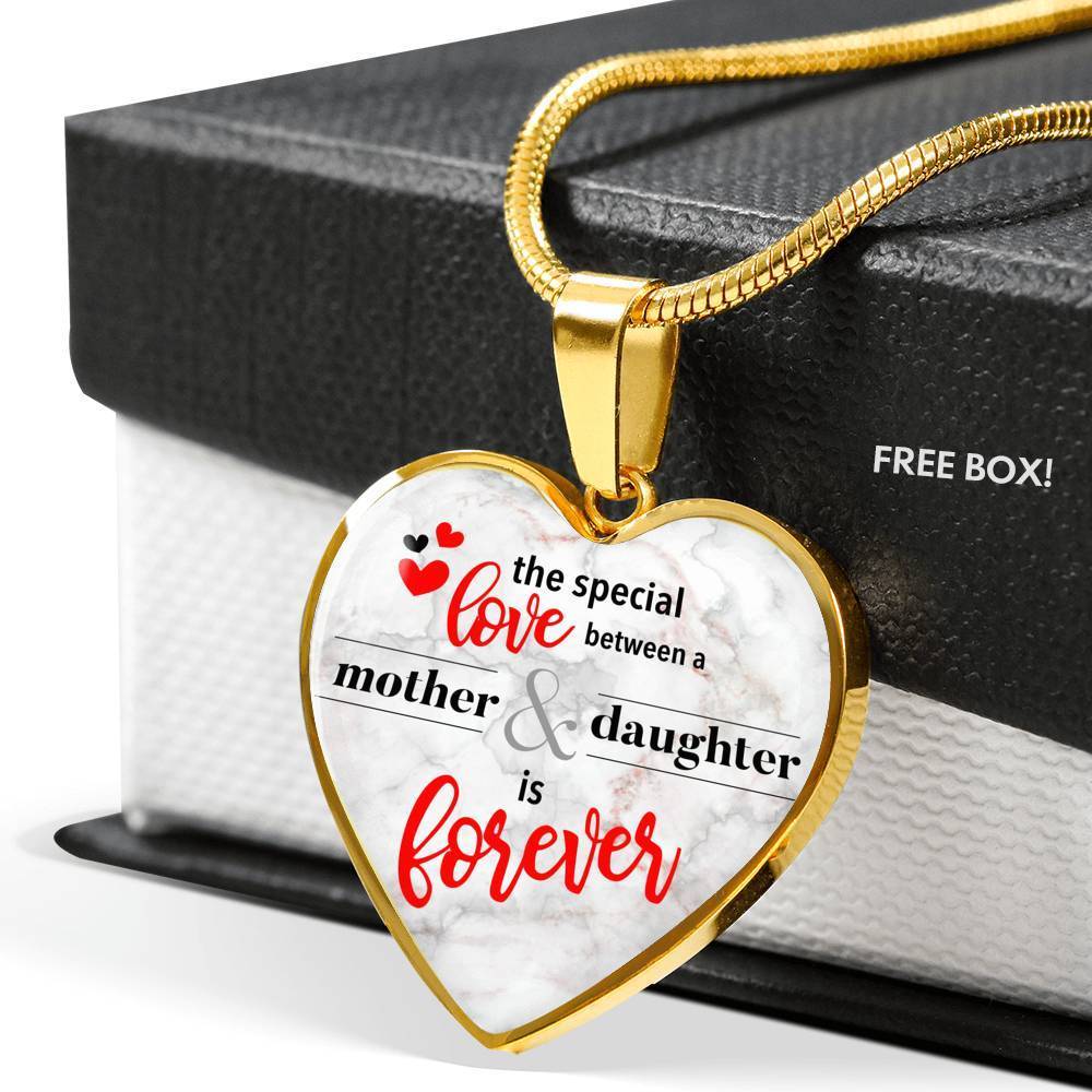 Special Love Between A Mother & Daughter Is Forever Necklace Stainless Steel or 18k Gold Heart Pendant 18-22"''-Express Your Love Gifts