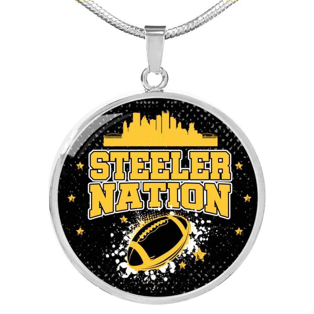 Steeler Nation Fan Circle Necklace Stainless Steel or 18k Gold 18-22" - Express Your Love Gifts