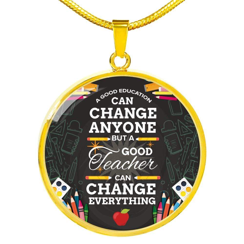 Teacher Gift Circle Necklace Stainless Steel or 18k Gold 18-22" - Express Your Love Gifts