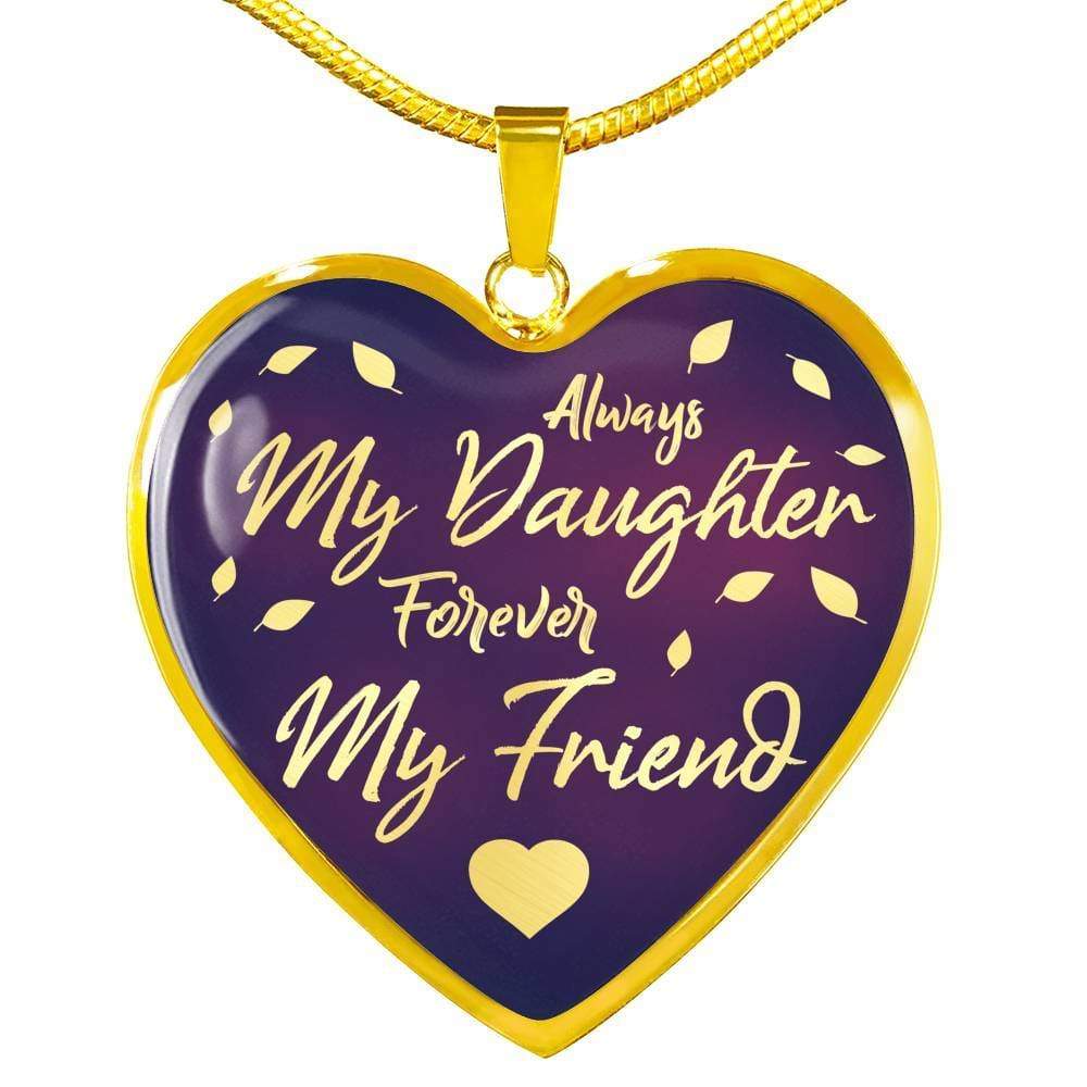 To Daughter From Mom Necklace Stainless Steel Heart Pendant Necklace 18-22"-Express Your Love Gifts