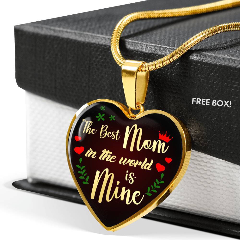 To Mom The Best Heart Pendant 18k Gold Stainless Steel Necklace 18-22" - Express Your Love Gifts