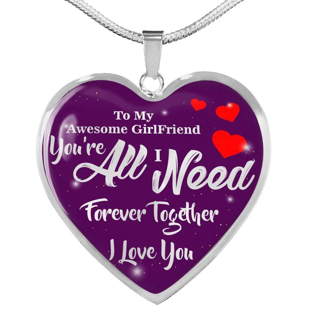 To My Girlfriend Stainless Steel or 18k Gold Heart Pendant Necklace 18-22" - Express Your Love Gifts