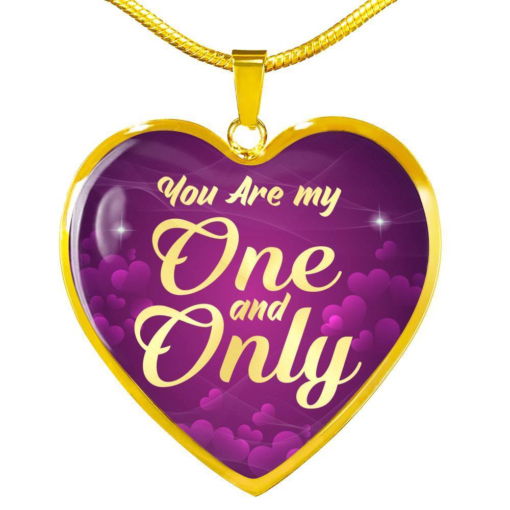 To My Girlfriend You Are My One 18k Gold Heart Pendant Stainless Steel Necklace 18-22"-Express Your Love Gifts