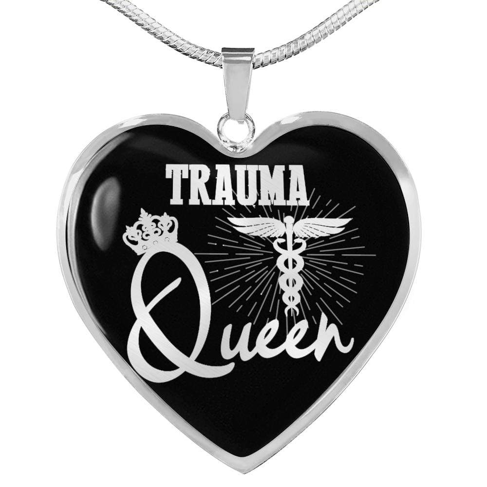 Trauma Queen Paramedic Nurse Necklace Stainless Steel or 18k Gold Heart Pendant 18-22" - Express Your Love Gifts