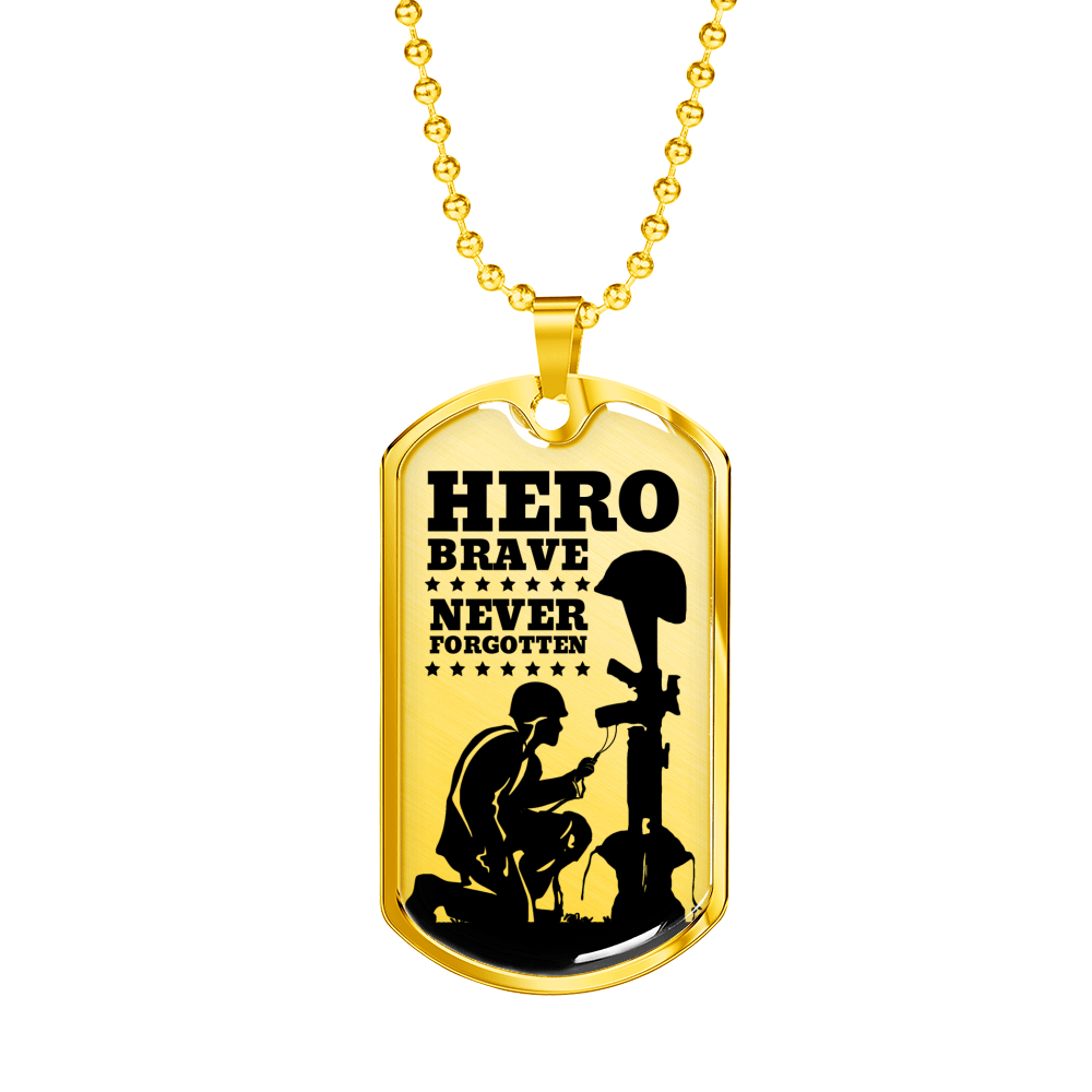 Tribute To Fallen Soldiers Necklace Stainless Steel or 18k Gold Dog Tag 24" Chain-Express Your Love Gifts