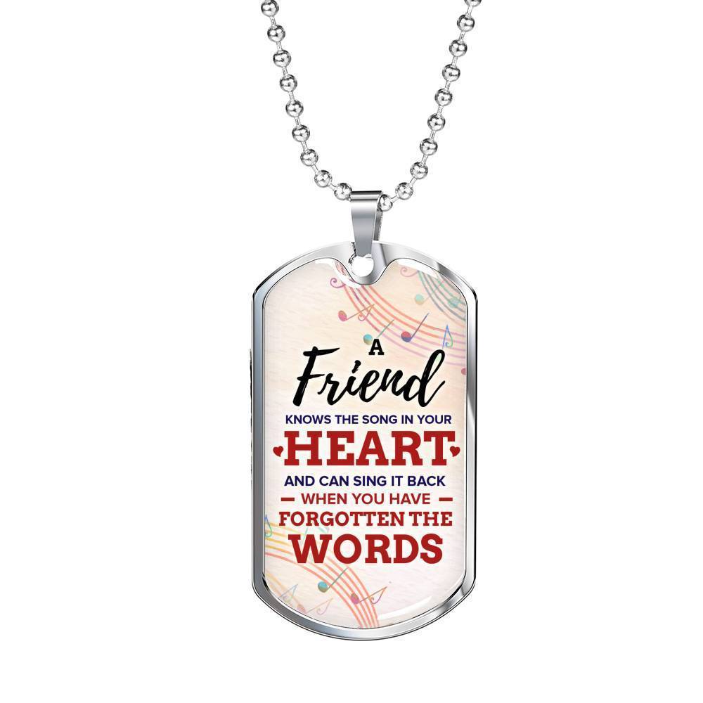 True Friend Necklace Stainless Steel or 18k Gold Dog Tag 24" Chain-Express Your Love Gifts