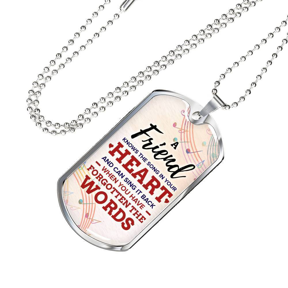True Friend Necklace Stainless Steel or 18k Gold Dog Tag 24" Chain-Express Your Love Gifts