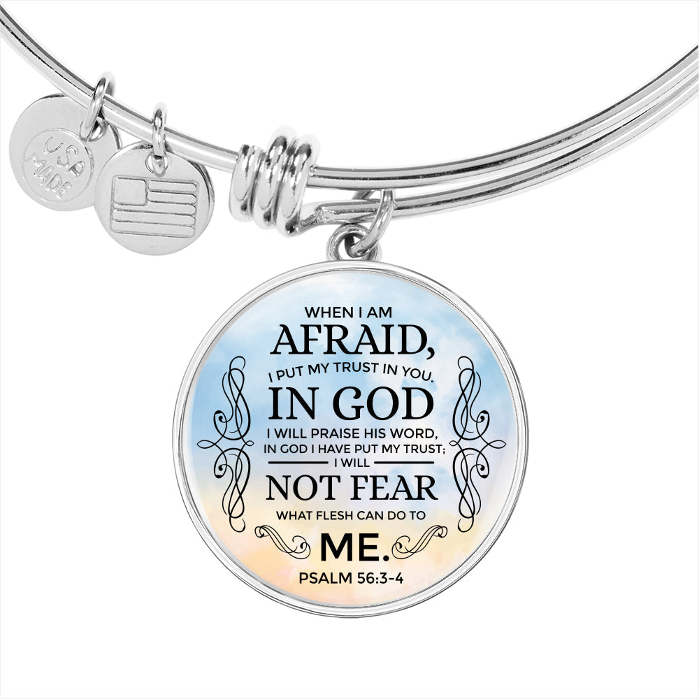 Trust In God Stainless Steel or 18k Gold Circle Bangle Bracelet - Express Your Love Gifts