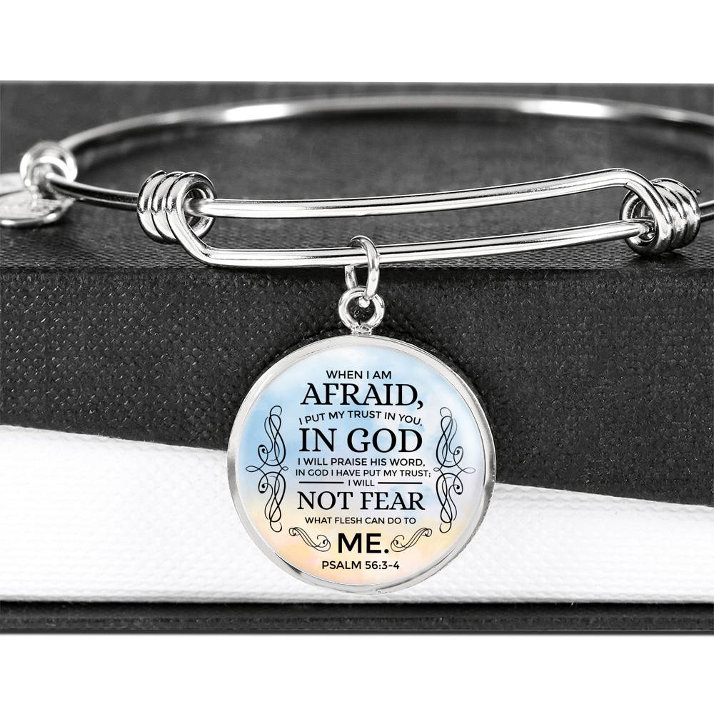 Trust In God Stainless Steel or 18k Gold Circle Bangle Bracelet - Express Your Love Gifts