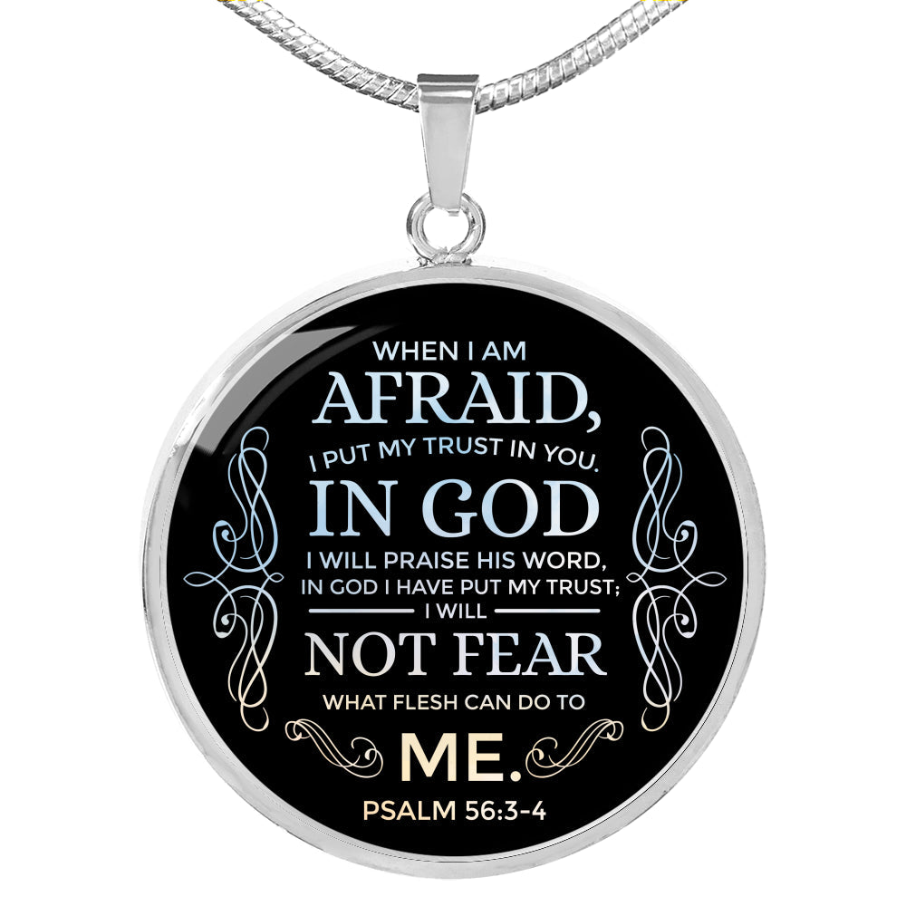 Trust In God Psalm Necklace Circle Pendant Stainless Steel or 18k Gold 18-22" - Express Your Love Gifts