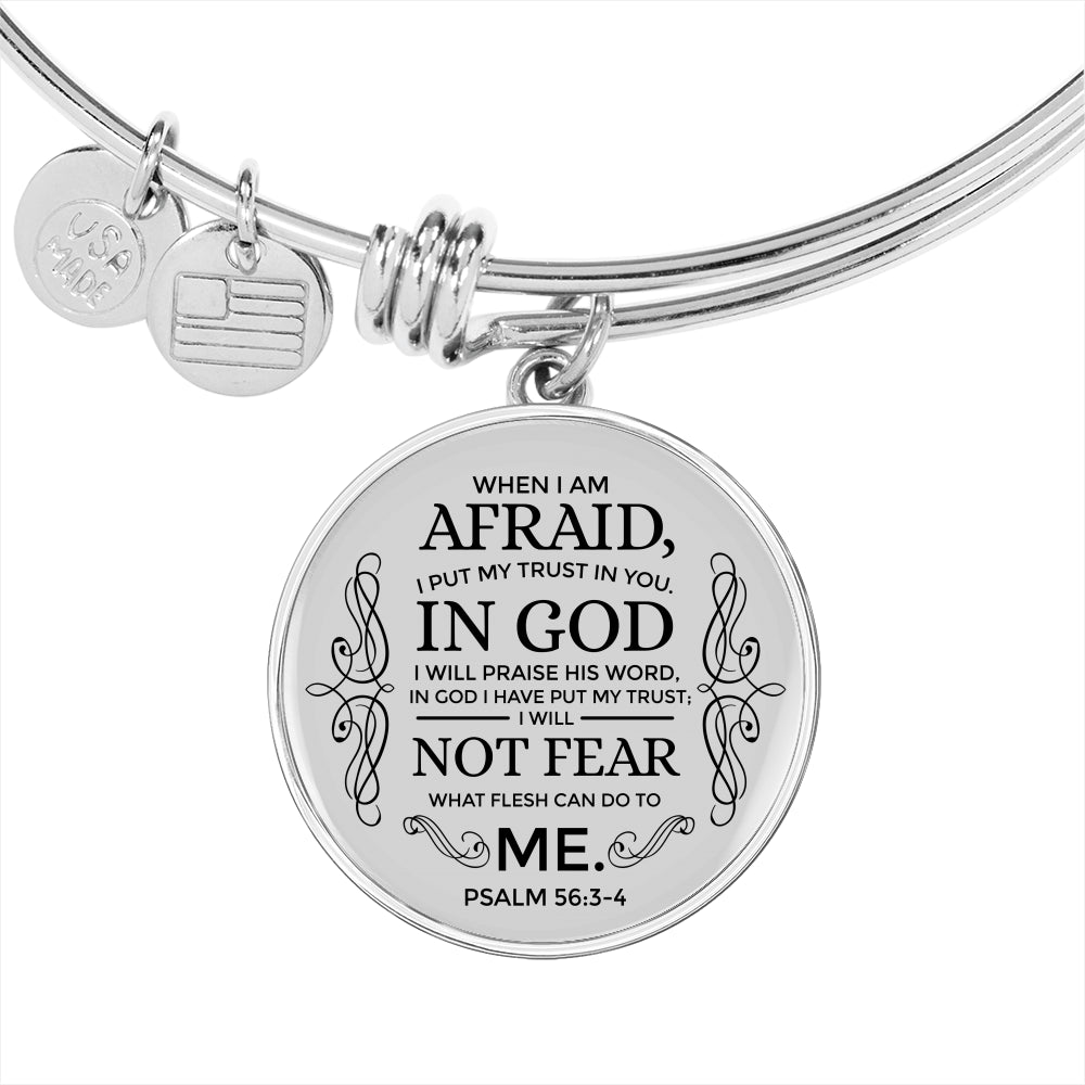 Trust In God Stainless Steel or 18k Gold Circle Bangle Bracelet - Express Your Love Gifts