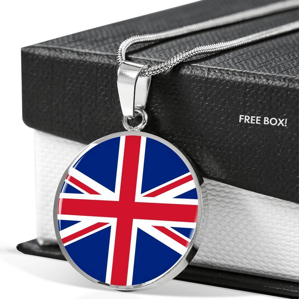 Uk Flag Necklace Uk Flag Stainless Steel or 18k Gold 18-22" - Express Your Love Gifts