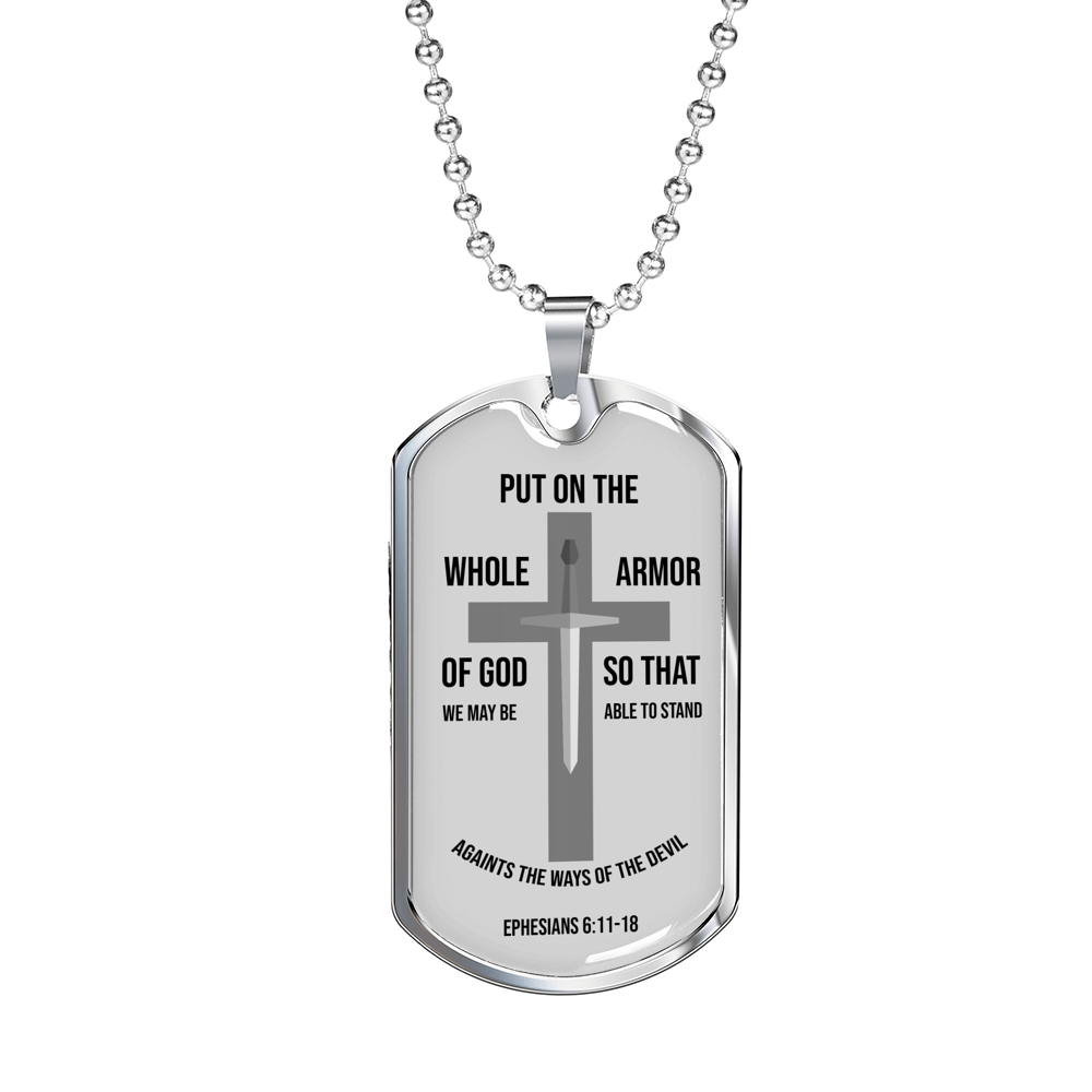 Whole Armor Of God Ephesians Necklace Stainless Steel or 18k Gold Dog Tag 24" Chain-Express Your Love Gifts