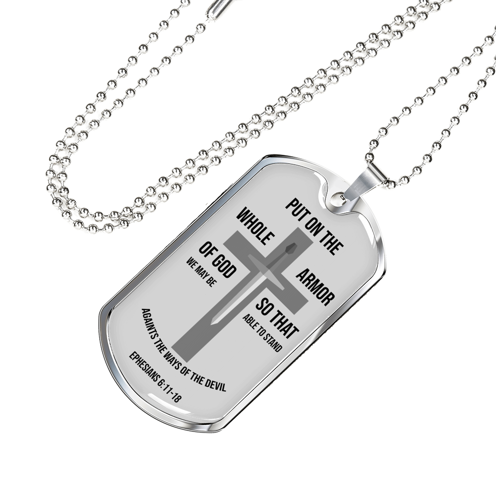Whole Armor Of God Ephesians Necklace Stainless Steel or 18k Gold Dog Tag 24" Chain-Express Your Love Gifts