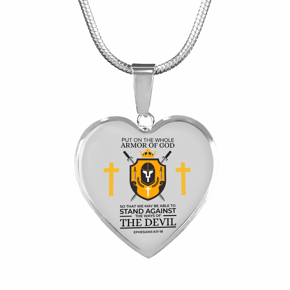 Whole Armor Of God Stainless Steel or 18k Gold Heart Pendant 18-22"-Express Your Love Gifts