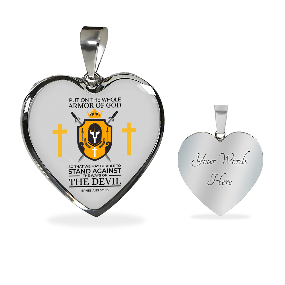 Whole Armor Of God Stainless Steel or 18k Gold Heart Pendant 18-22"-Express Your Love Gifts