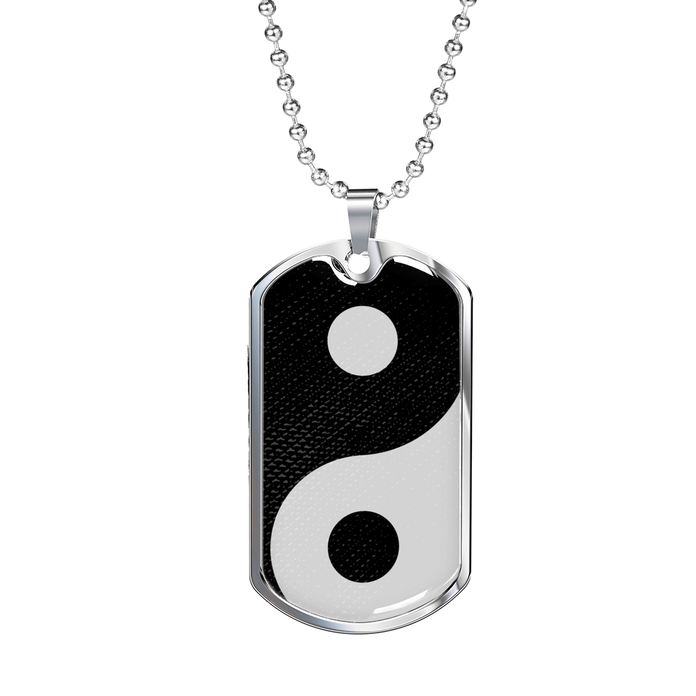 Yin Yang Necklace Balance Stainless Steel or 18k Gold Dog Tag 24" Chain-Express Your Love Gifts