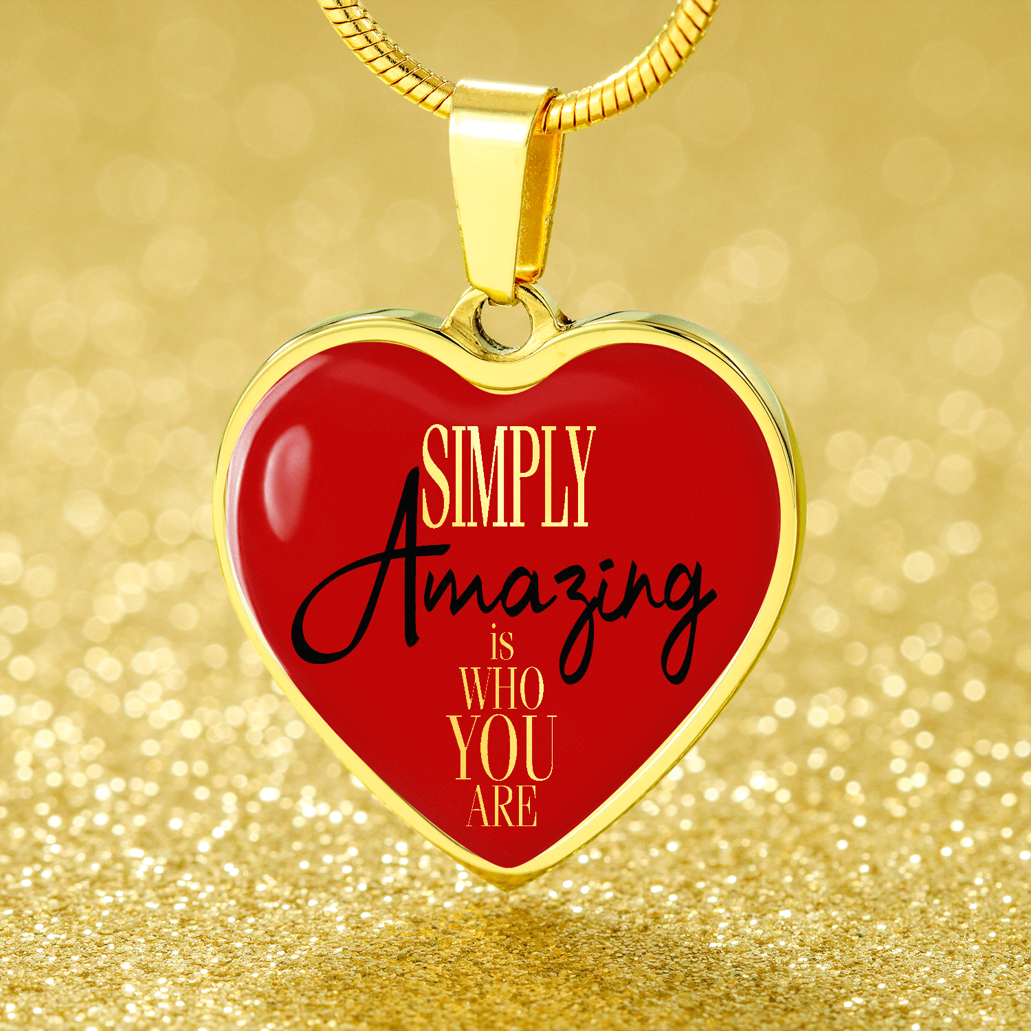 You Are Simply Amazing Necklace Stainless Steel or 18k Gold Heart Pendant 18-22" - Express Your Love Gifts