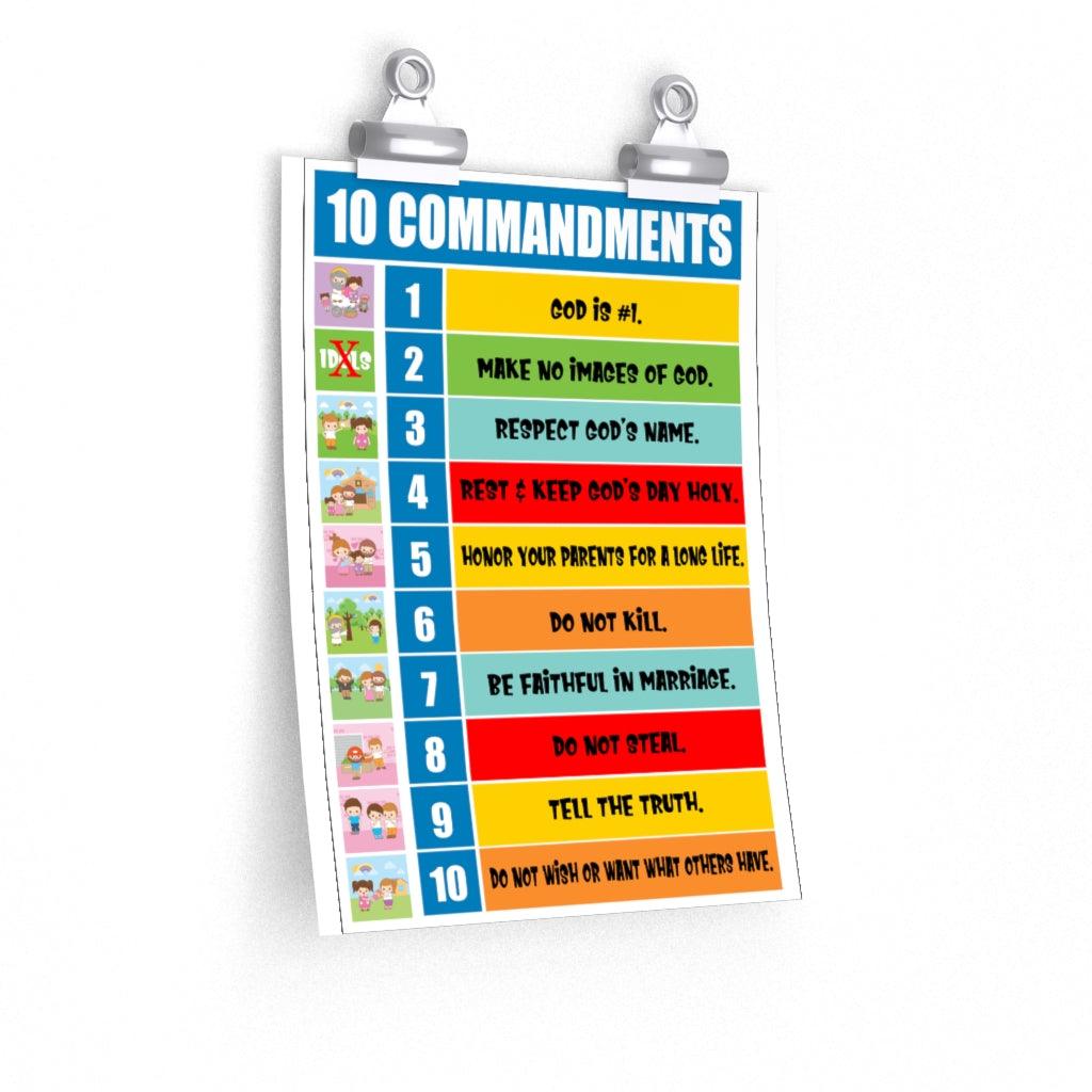 10 Commandments Lessons Home School Poster Illustrations Premium Matte Vertical-Express Your Love Gifts