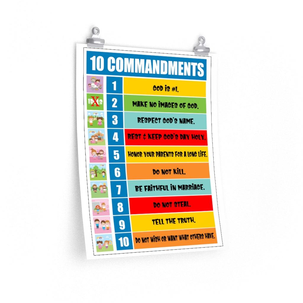10 Commandments Lessons Home School Poster Illustrations Premium Matte Vertical-Express Your Love Gifts