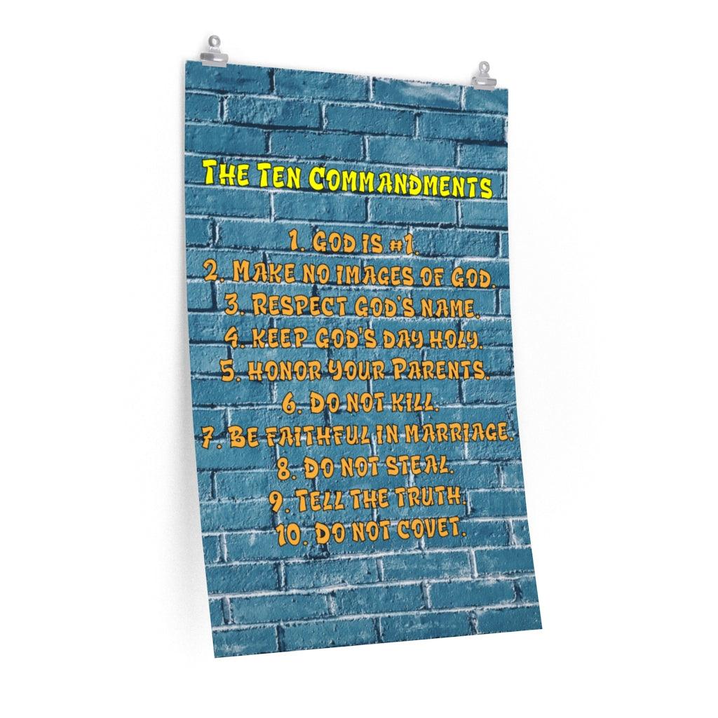 10 Commandments Sunday School Poster Brick Wall Classroom Bible Decor Wall Art Unframed-Express Your Love Gifts