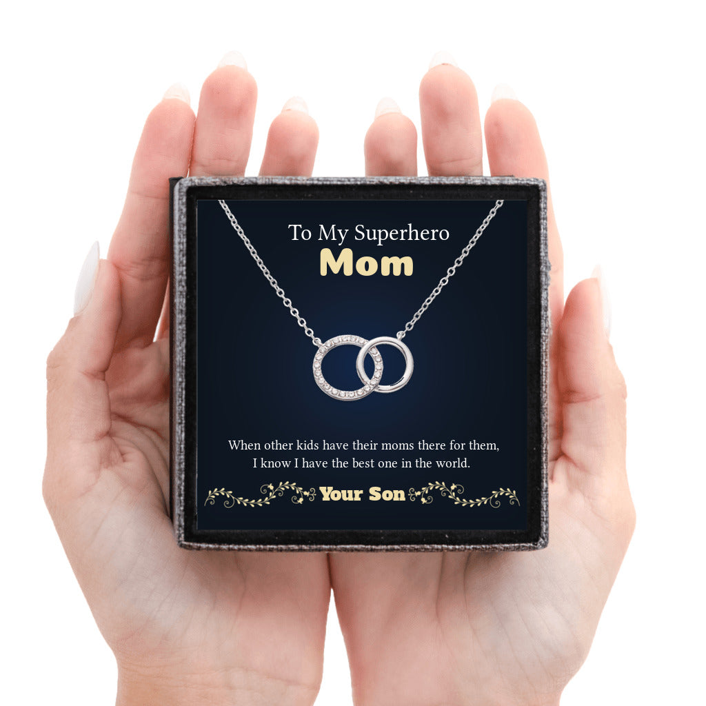 To My Superhero Mom From Son Endless Connection Interlocking Circles Necklace-Express Your Love Gifts