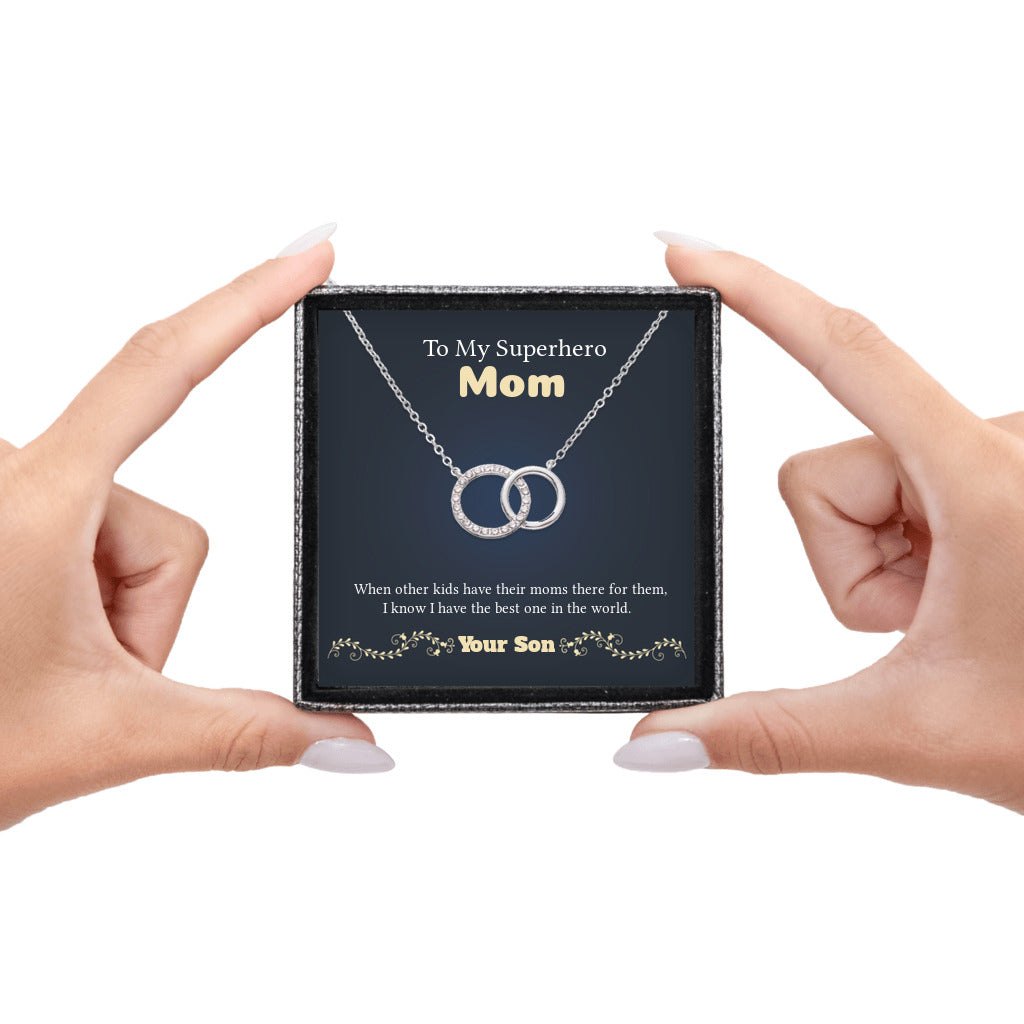 To My Superhero Mom From Son Endless Connection Interlocking Circles Necklace-Express Your Love Gifts