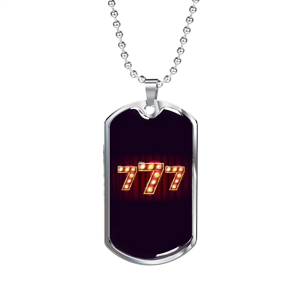 777 Lucky Gambler Necklace Stainless Steel or 18k Gold Dog Tag 24-Express Your Love Gifts