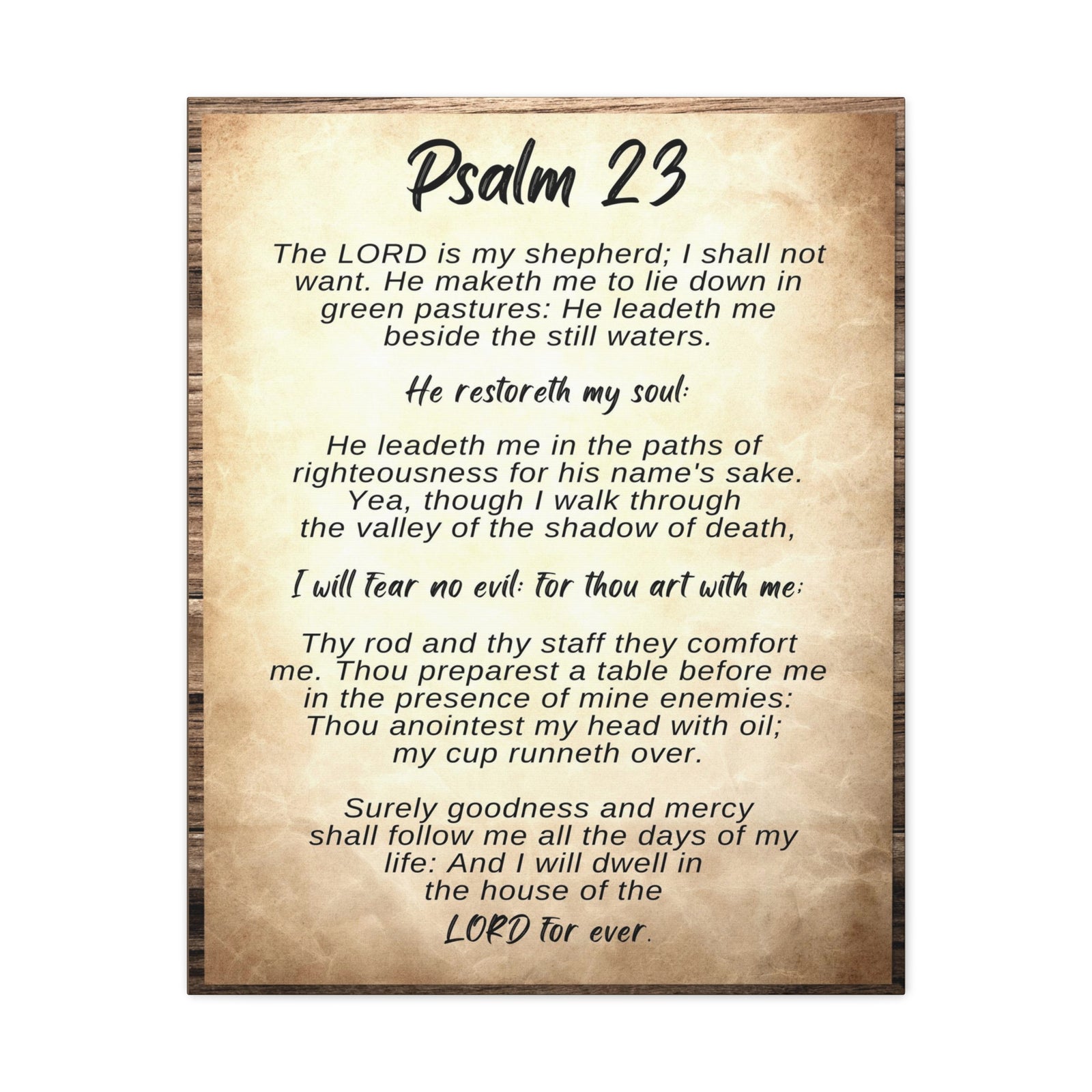Scripture Walls The Lord Is My Shepherd Psalm 23 Bible Verse Canvas Christian Wall Art Ready to Hang-Express Your Love Gifts