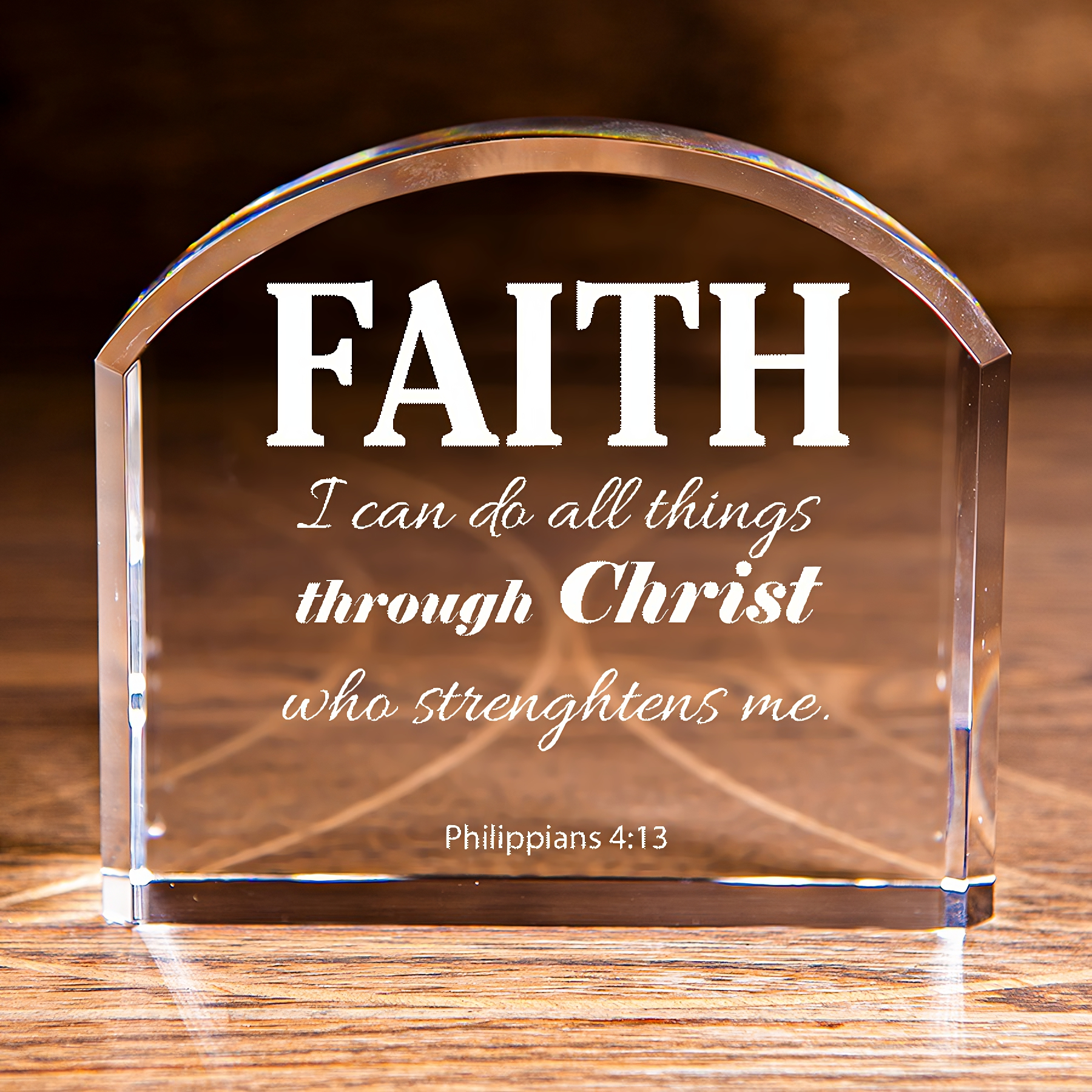 Philippians 4:13 Faith Arch Top Crystal Christian Gift-Express Your Love Gifts
