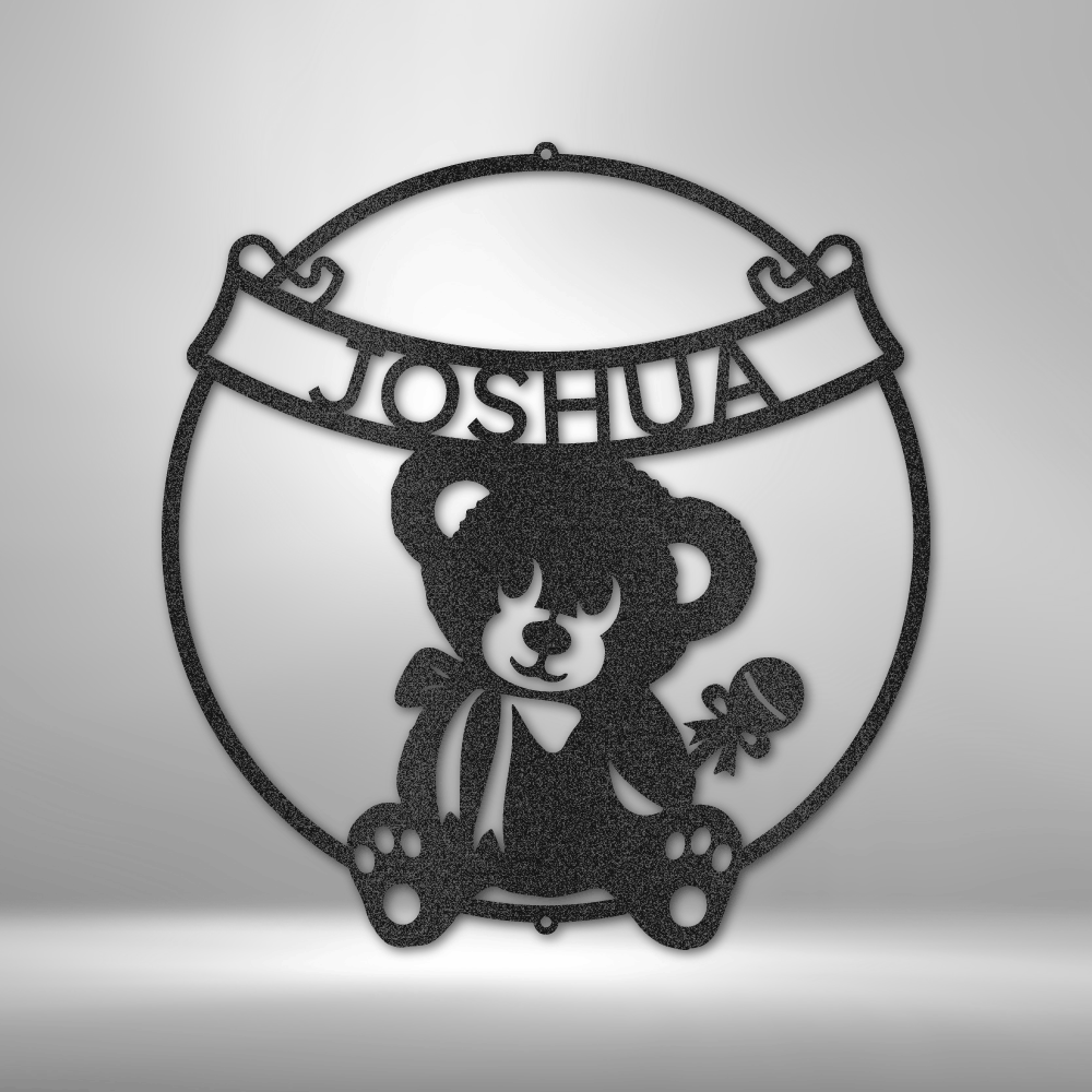 Personalized Teddy Banner Monogram Steel Sign Steel Art Wall Metal Decor-Express Your Love Gifts