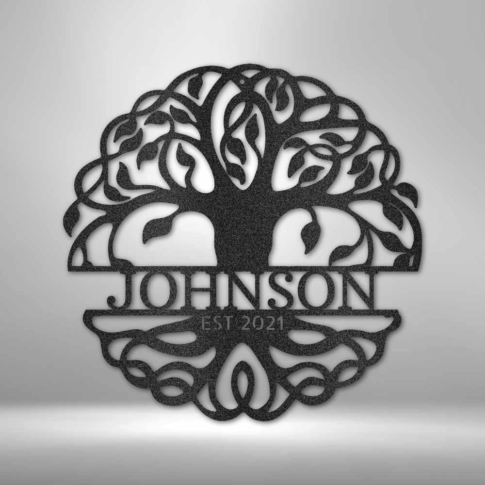 Personalized Fancy Tree of Life Monogram Steel Sign Steel Art Wall Metal Decor-Express Your Love Gifts