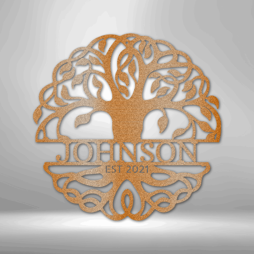 Personalized Fancy Tree of Life Monogram Steel Sign Steel Art Wall Metal Decor-Express Your Love Gifts