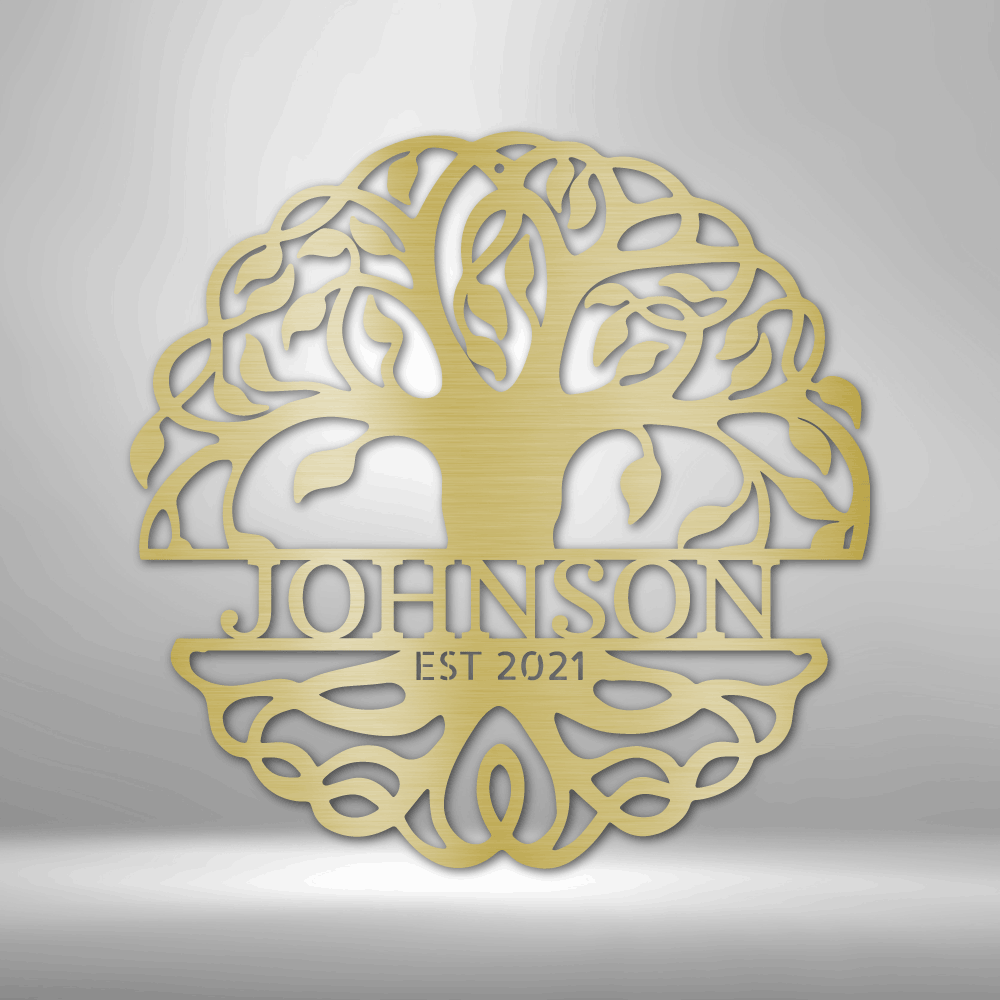 Personalized Fancy Tree of Life Monogram Steel Sign Steel Art Wall Metal Decor-Express Your Love Gifts