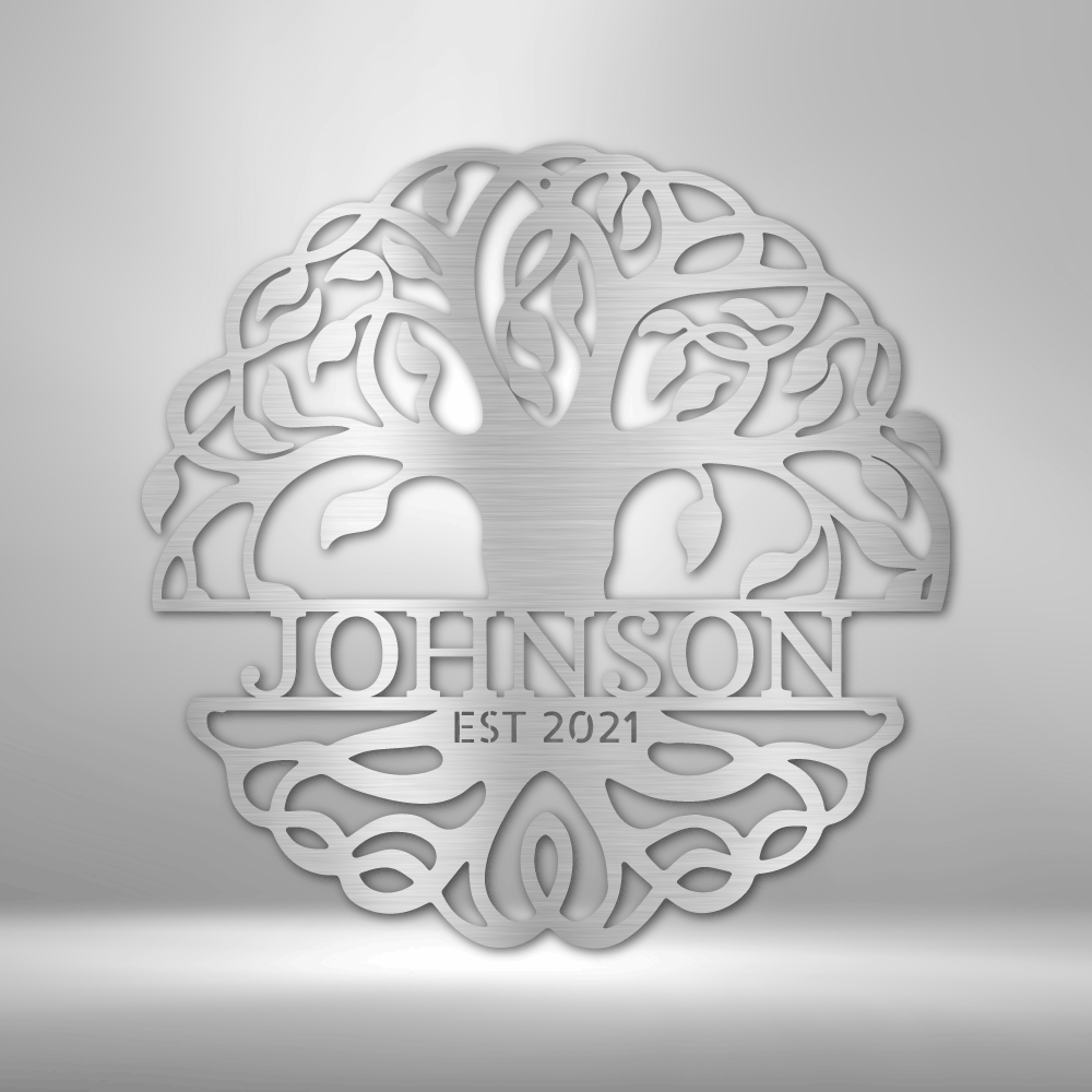 Personalized Fancy Tree of Life Monogram Steel Sign Steel Art Wall Metal Decor-Express Your Love Gifts